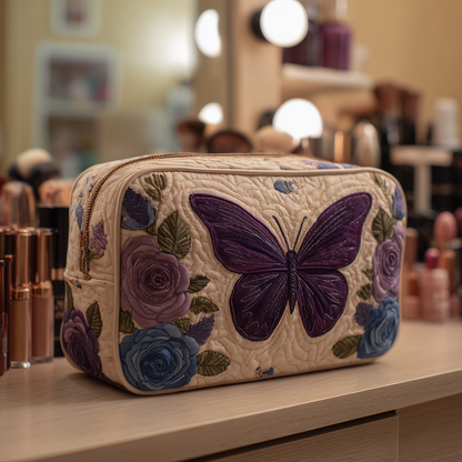 Merel - Quilted Toiletry Bag - Quilt and Butterfly