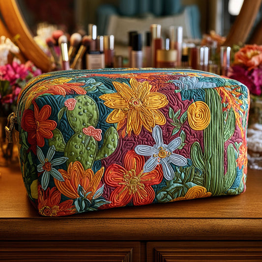 Isa - Quilted Toiletry Bag - Colorful Cacti