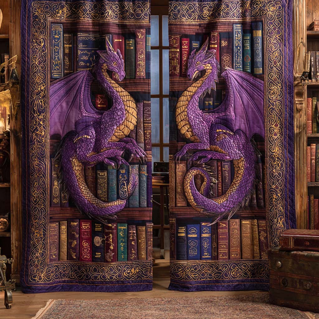 Cali - Quilted Curtains - Amethyst Dragons