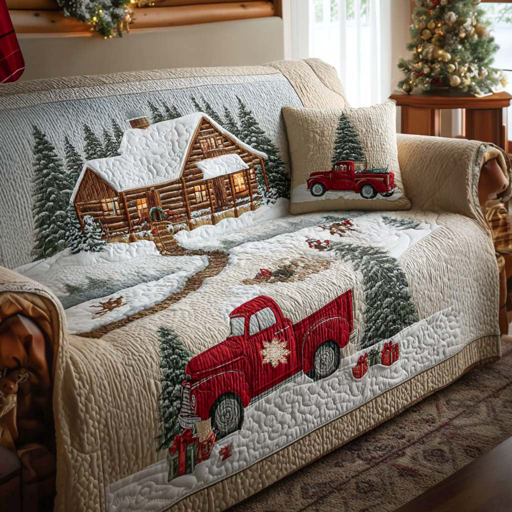 Calliope - Quilted Sofa Cover Snow Light