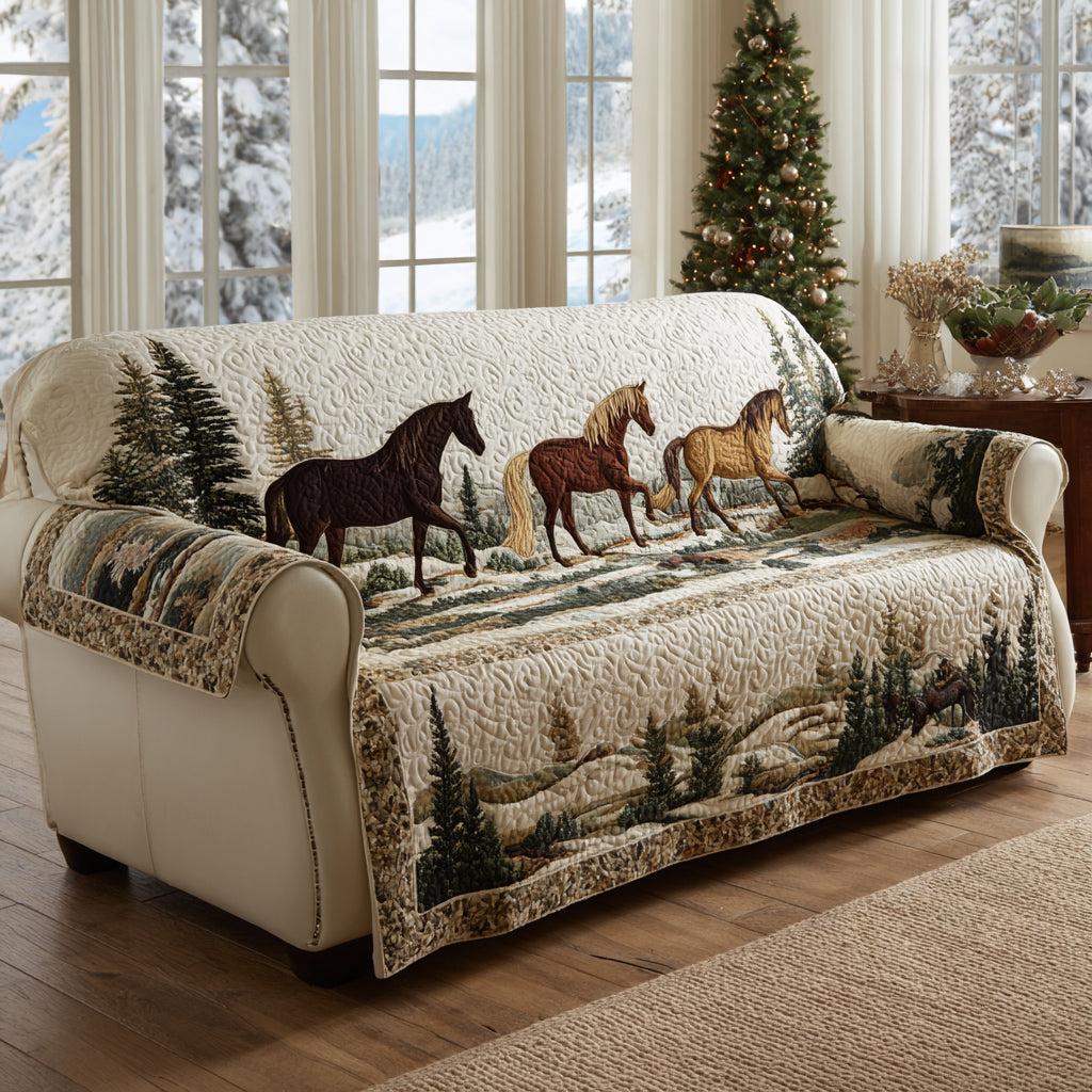 Candace - Quilted Sofa Cover Horse Alps