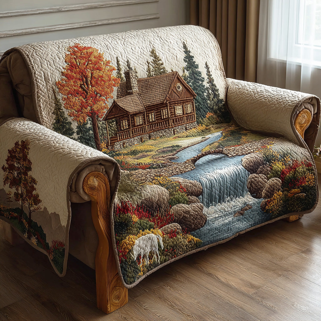 Cara - Quilted Sofa Cover in Rustic Style