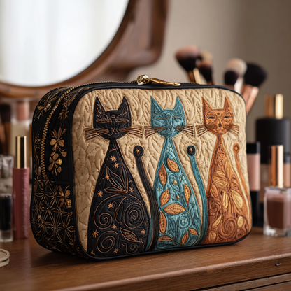 Tess - Quilted Toiletry Bag - Harmonious Cat