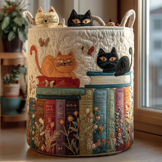 Quilted Laundry Basket - Cat