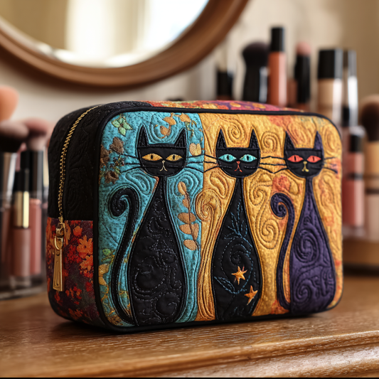 Nina - Quilted Toiletry Bag - Curious Cat