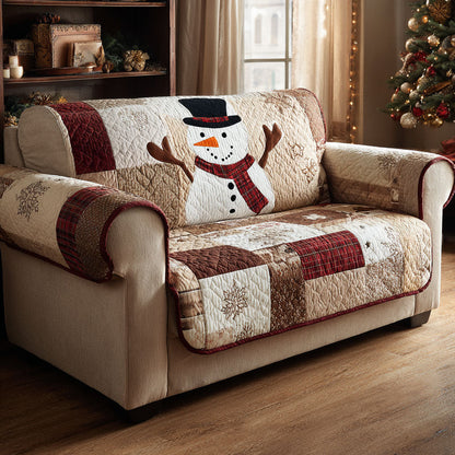 Charlize - Quilted Sofa Cover Snowman of Snow Rustic