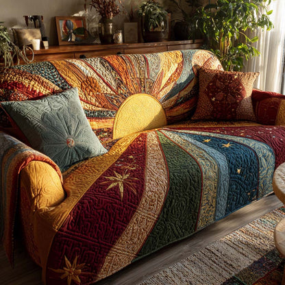 Chesney - Quilted Sofa Cover Patchwork Rustic All Dawn