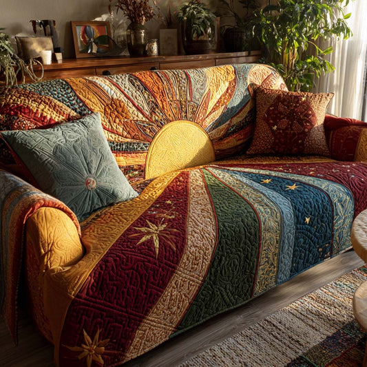 Chesney - Quilted Sofa Cover Patchwork Rustic All Dawn