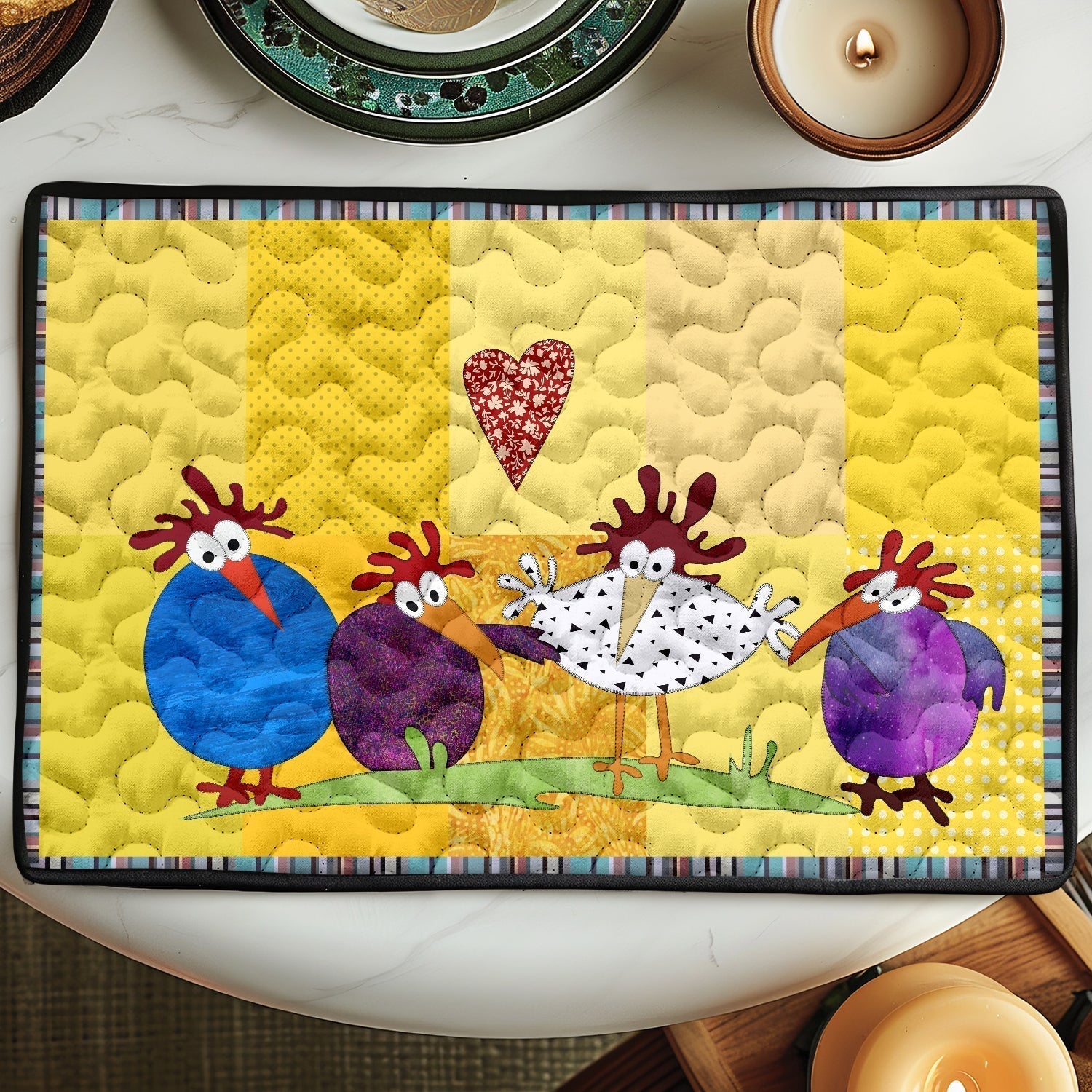 Eline - Quilted Placemat - Chicken