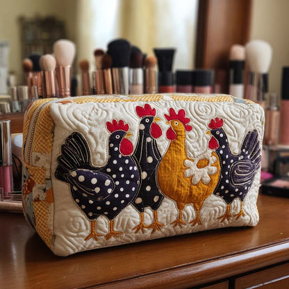 Eva - Quilted Toiletry Bag - Cheerful Chicken
