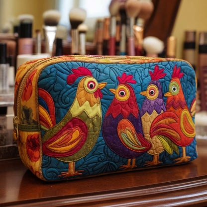 Marieke - Quilted Toiletry Bag - Cute Chicken
