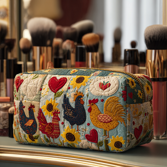 Tjitske - Quilted Toiletry Bag - Chicken-Shaped