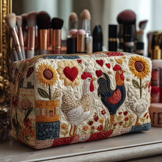 Steintje - Quilted Toiletry Bag - Quilt and Chickens in the Valley