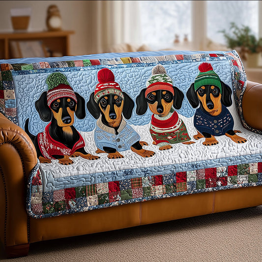 Dorothea - Quilted Sofa Cover Dachshund Winter