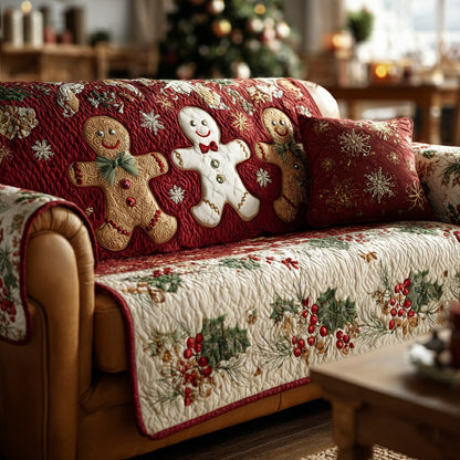 Clarabelle - Quilted Sofa Cover Gingerbread Man