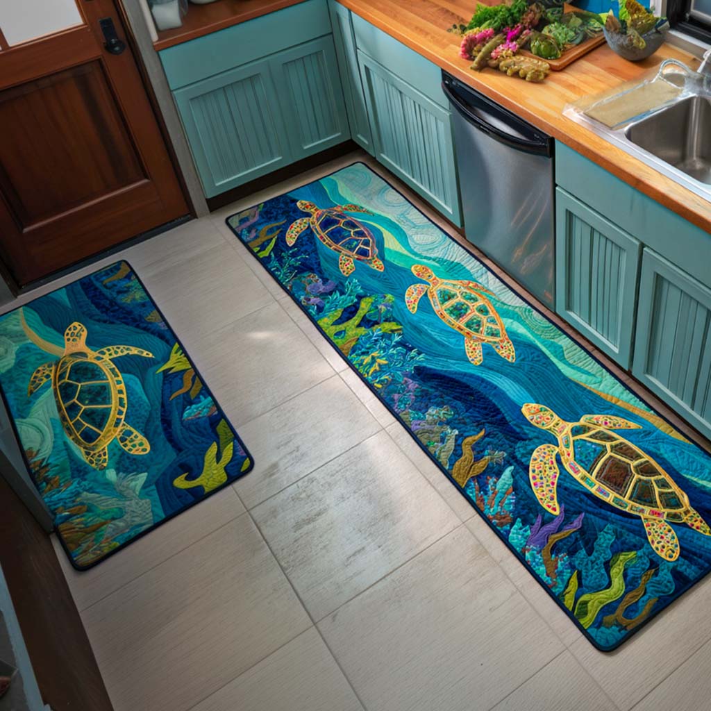 Clarissa - 2-Piece Kitchen Mat Set - Coral Reef