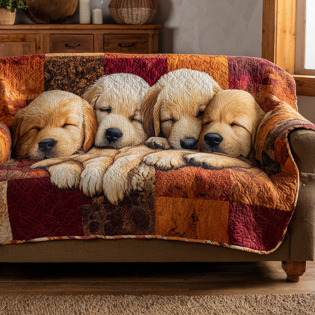 Cleo - Quilted Sofa Cover Golden Retriever