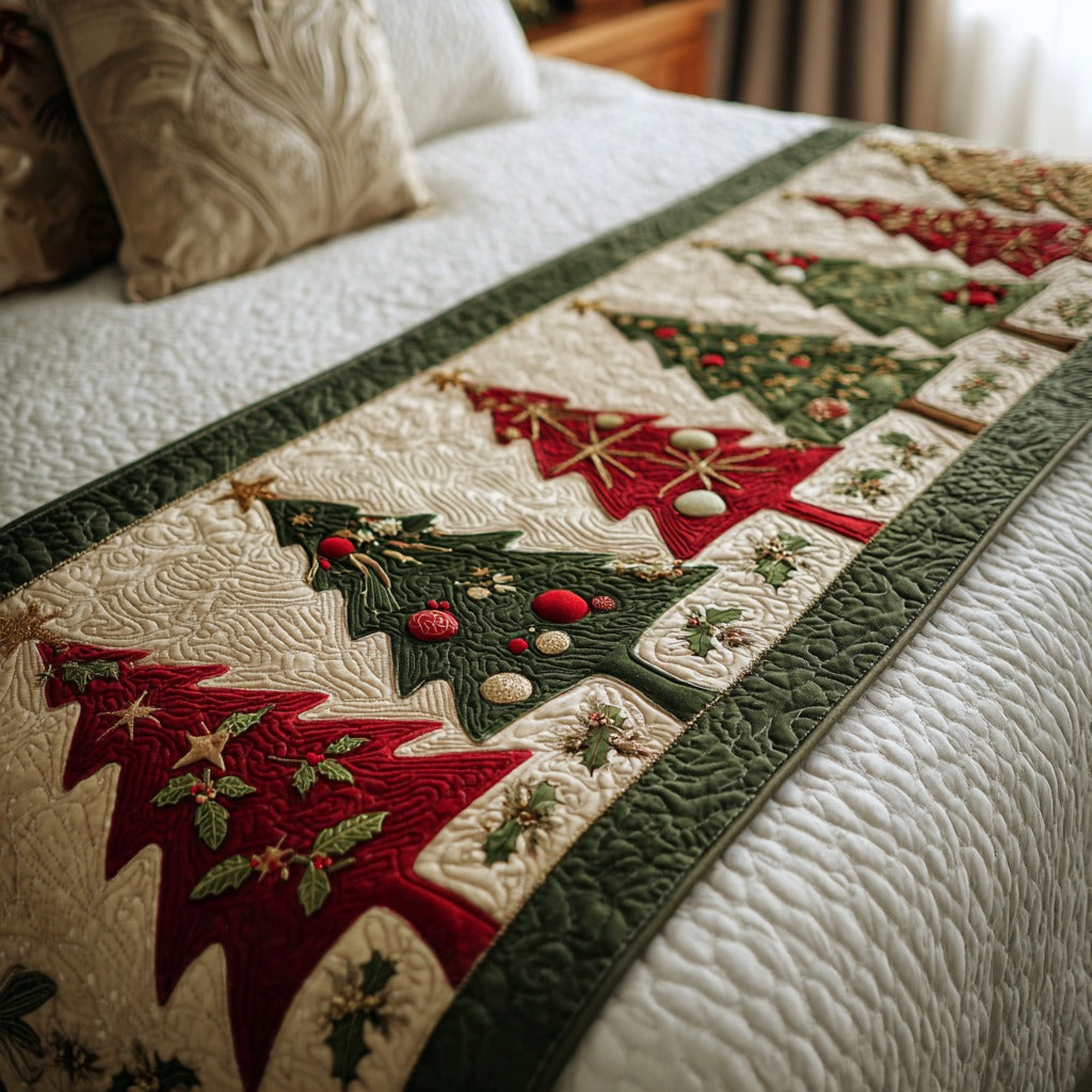 Corinna - Quilted Bed Runner - Holly Forest