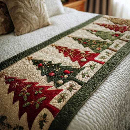 Corinna - Quilted Bed Runner - Holly Forest