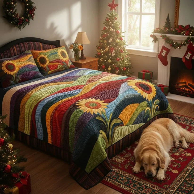 3-Piece Quilt Set - Sunflower Field