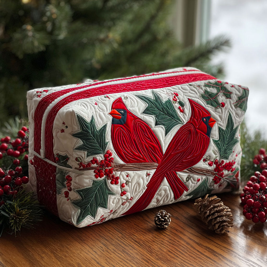 Idske - Quilted Toiletry Bag - Cream Flower