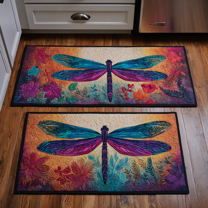 Dahlia - 2-Piece Kitchen Mat Set - Golden Dragonfly