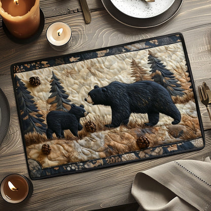 Daniella - Quilted Placemat - Bear Family Black