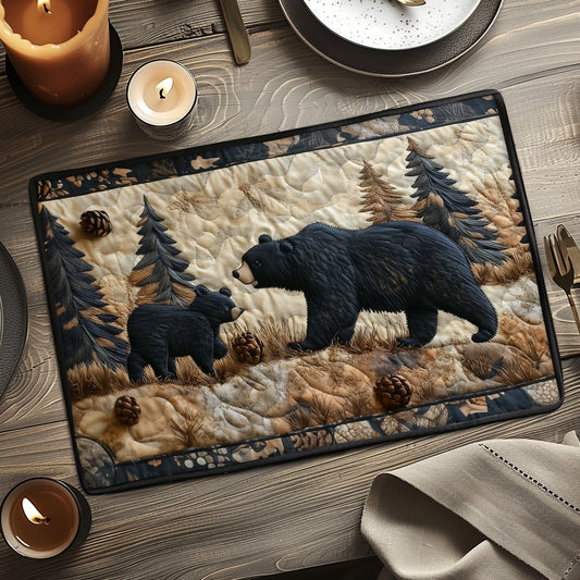 Daniella - Quilted Placemat - Bear Family Black