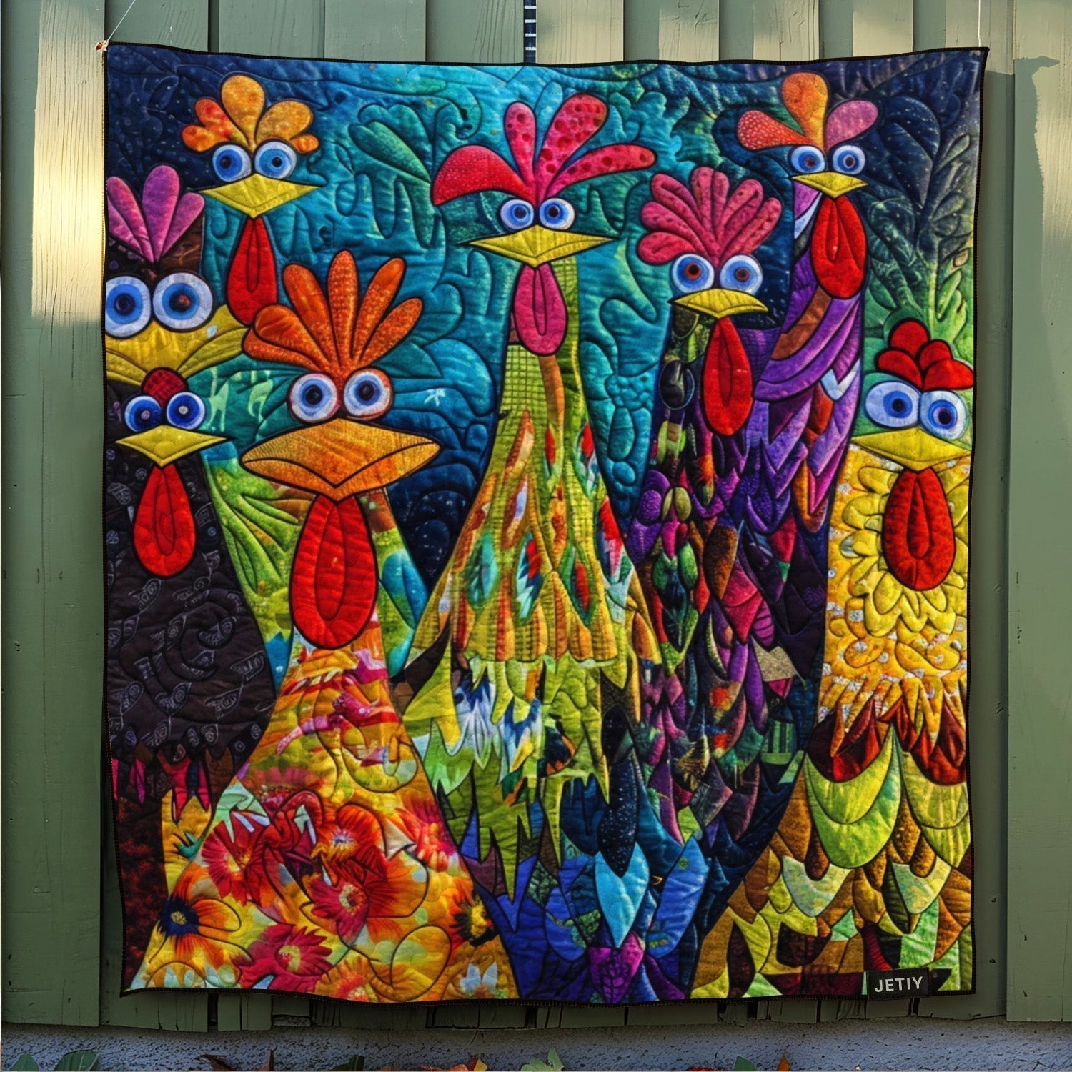 Daphne - Quilted Blanket - Whimsical Chickens