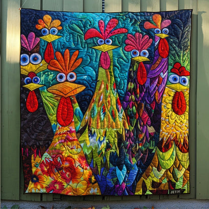 Daphne - Quilted Blanket - Whimsical Chickens