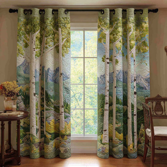 Darla - Quilted Curtains - Wildflower Birch Path