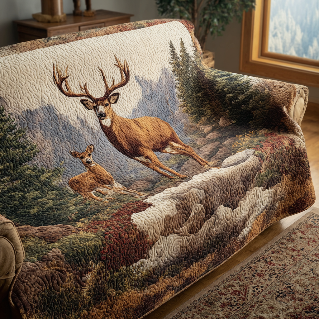 Iris - Quilted Sofa Cover Deer