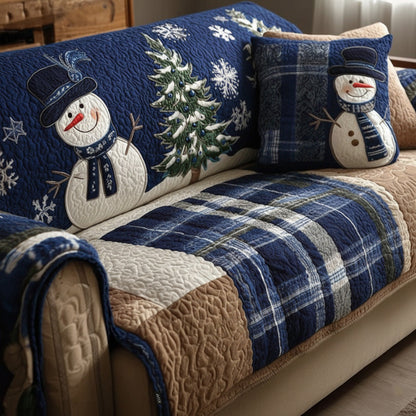 Delphia - Quilted Sofa Cover Blue Festive