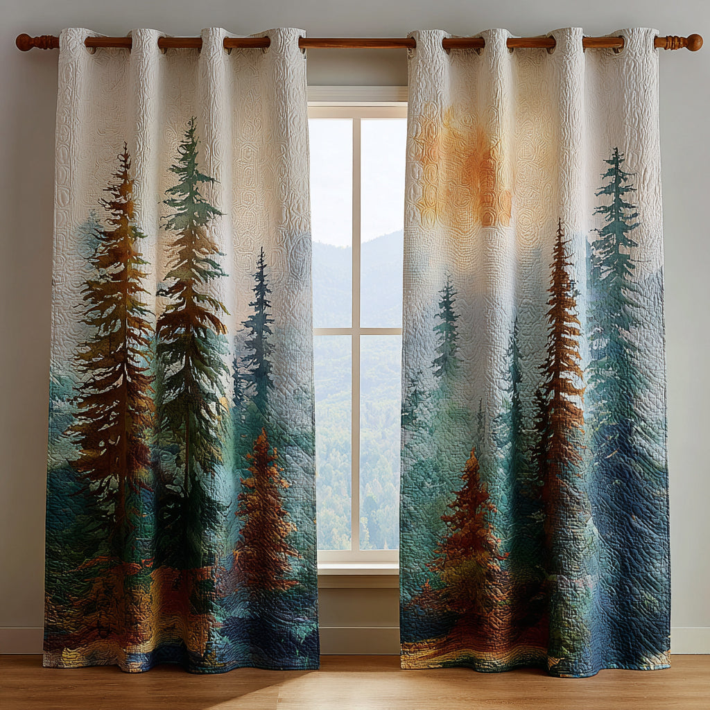 Devon - Quilted Curtains - Misty Forest