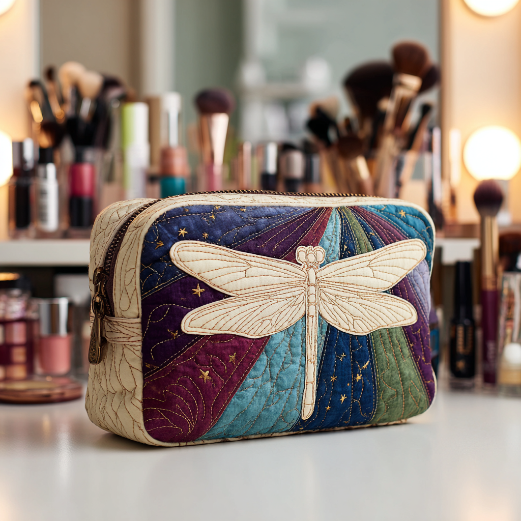 Tonnie - Quilted Toiletry Bag - Dragonfly Garden