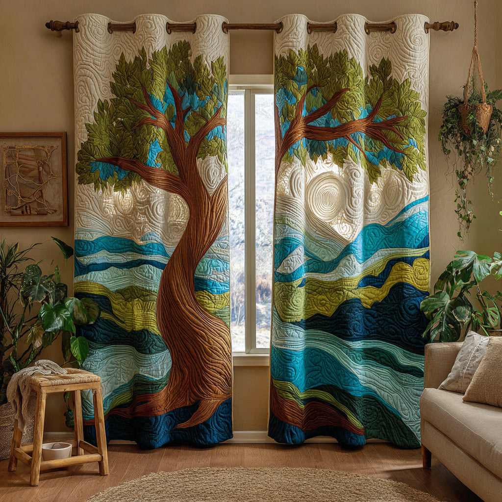Drew - Quilted Curtains - Forest Tree of Life