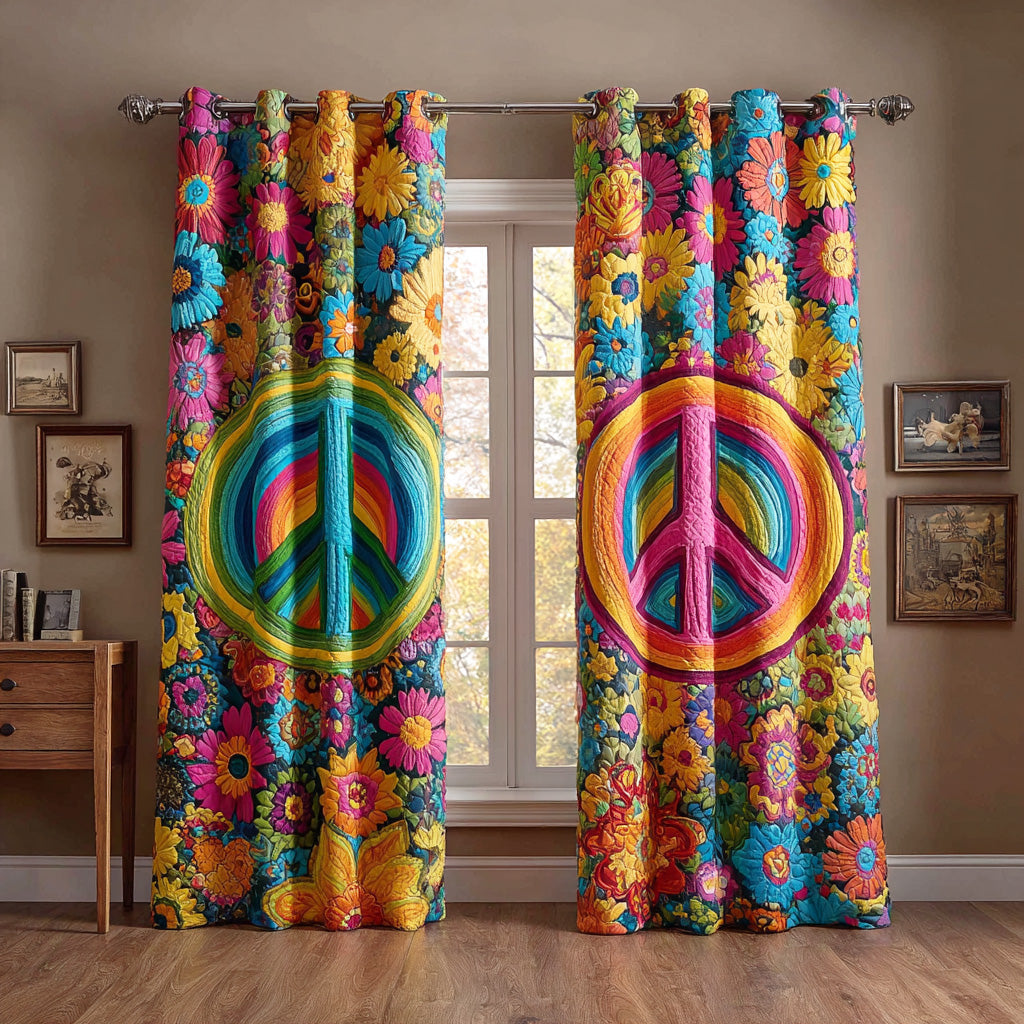 Edie - Quilted Curtains - Hippie Peace Dream
