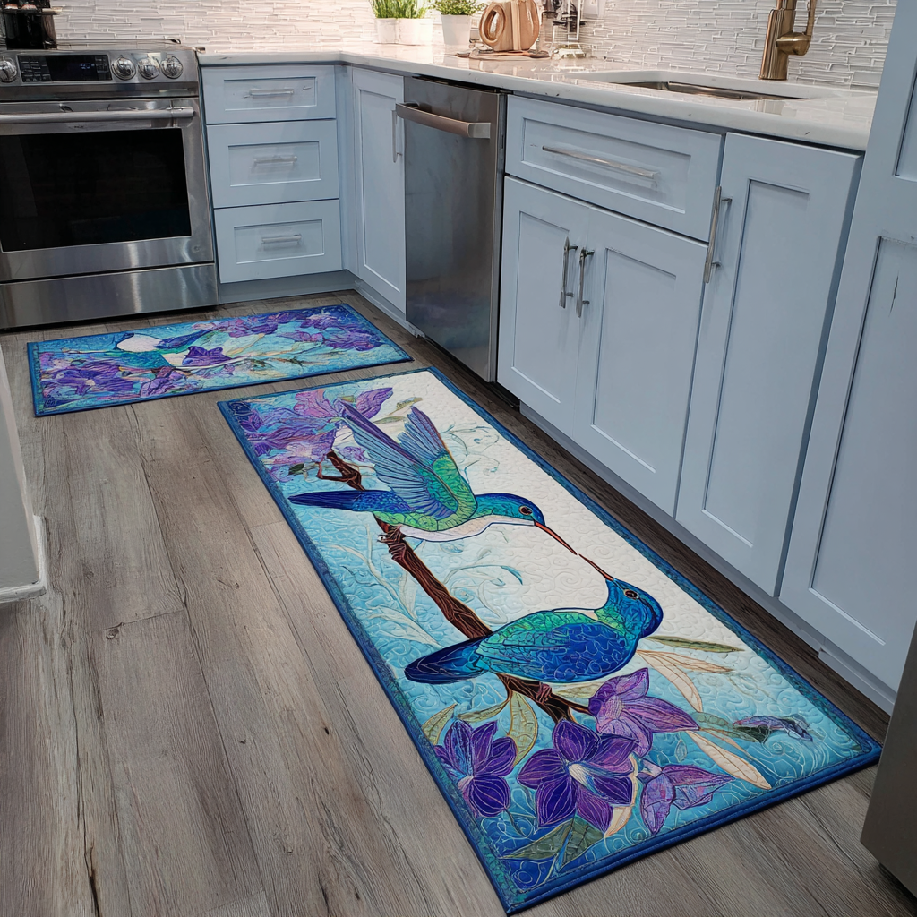 Elaina - 2-Piece Kitchen Mat Set - Elegant Hummingbird
