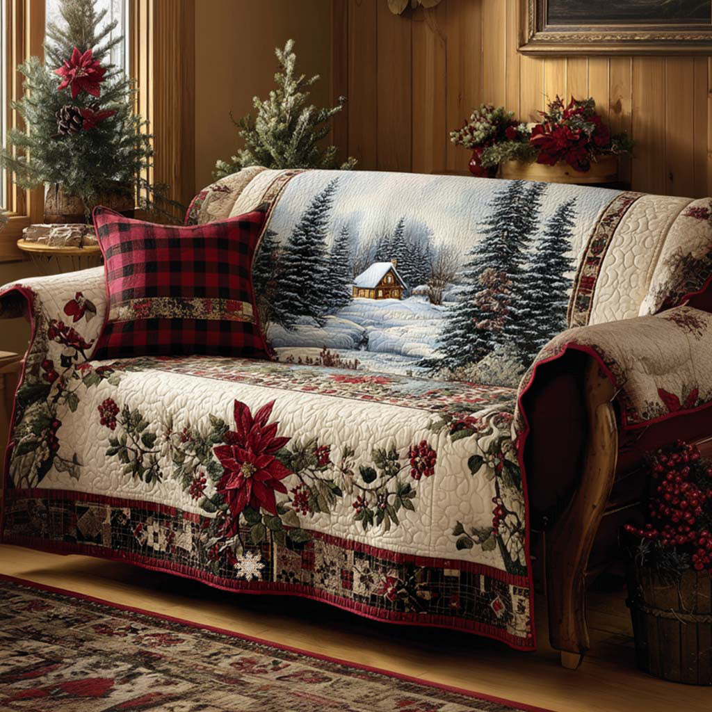 Elaine - Quilted Sofa Cover Festive Pattern