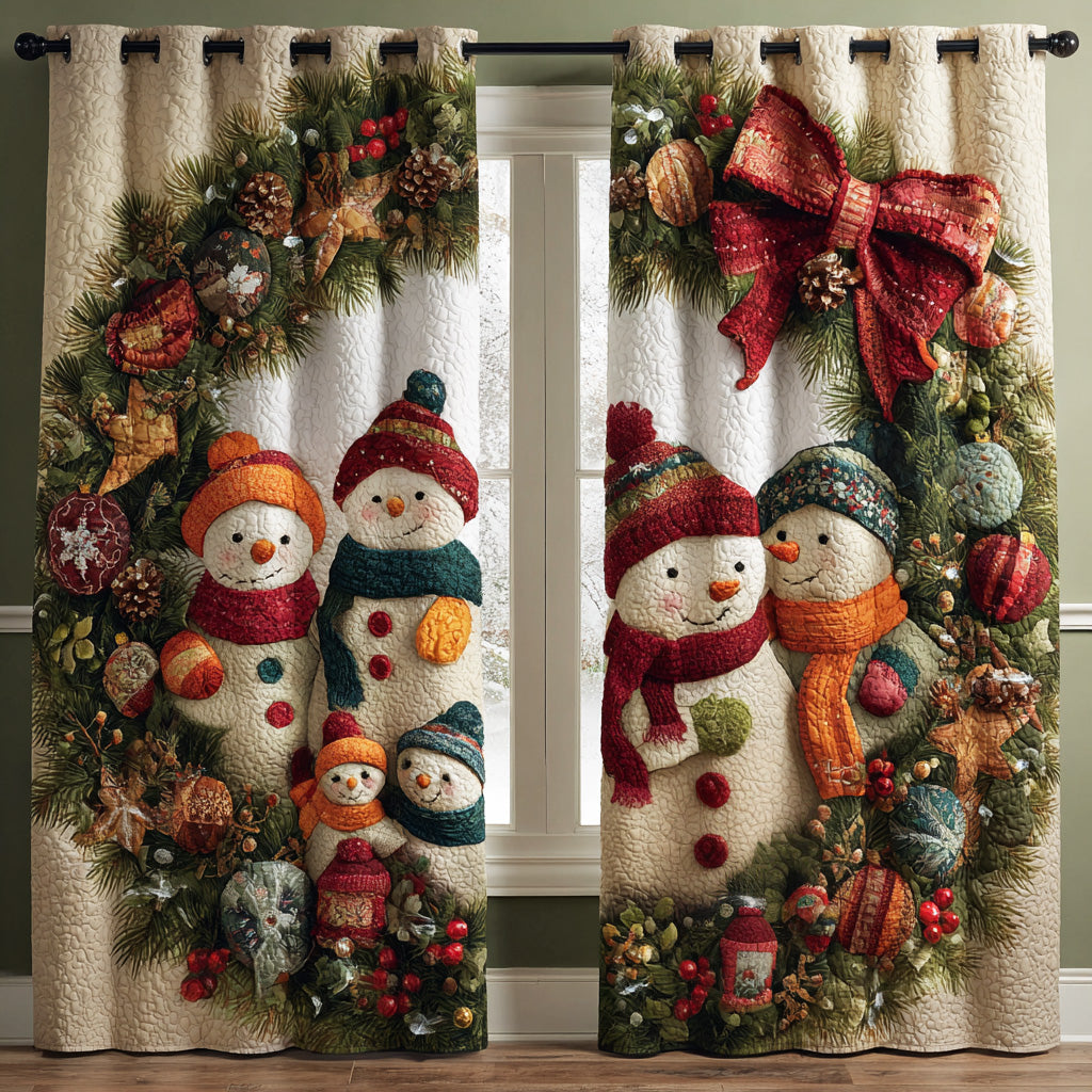 Elise - Quilted Curtains - Cheerful Snowman
