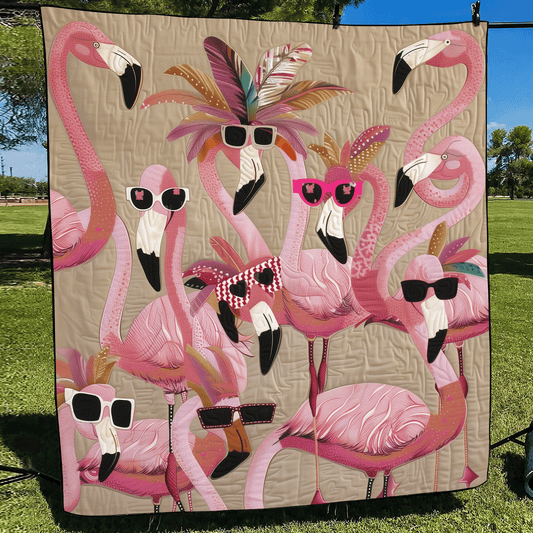 Elle - Quilted Blanket - Tropical Flamingo