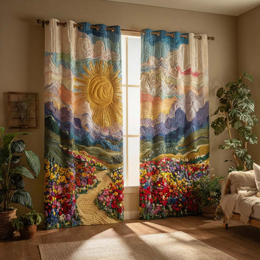 Elliana - Quilted Curtains - Flower Path
