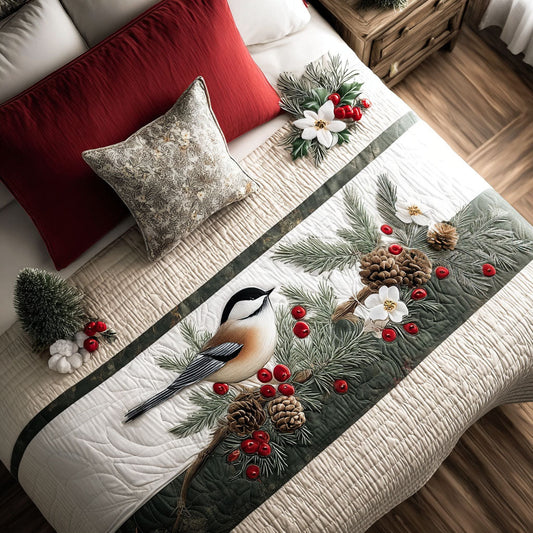 Elodie - Quilted Bed Runner - Snowy Bass Den