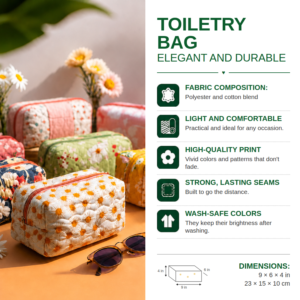 Kendall - Quilted Toiletry Bag - Sheep