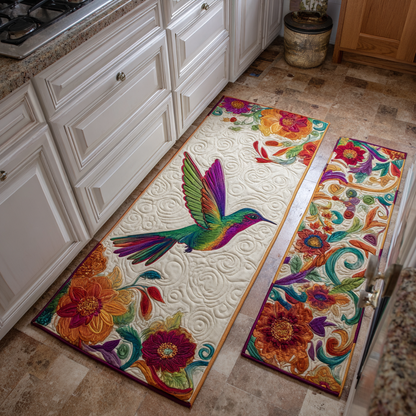 Elyse - 2-Piece Kitchen Mat Set - Elegant Hummingbird