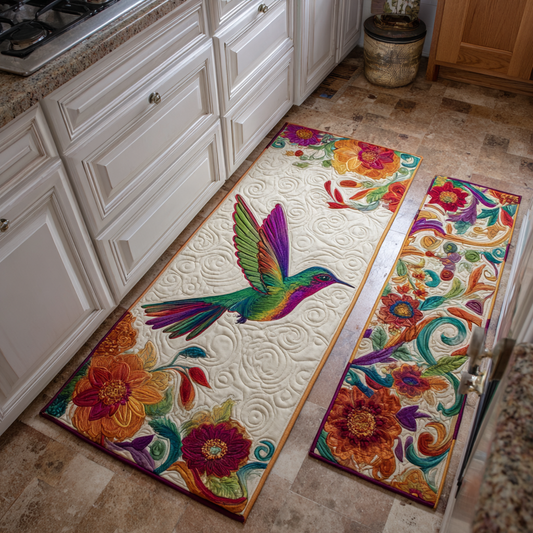Elyse - 2-Piece Kitchen Mat Set - Elegant Hummingbird