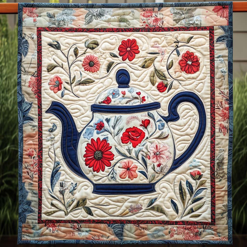 Emberlee - Textile Wall Art - Botanical Teapot