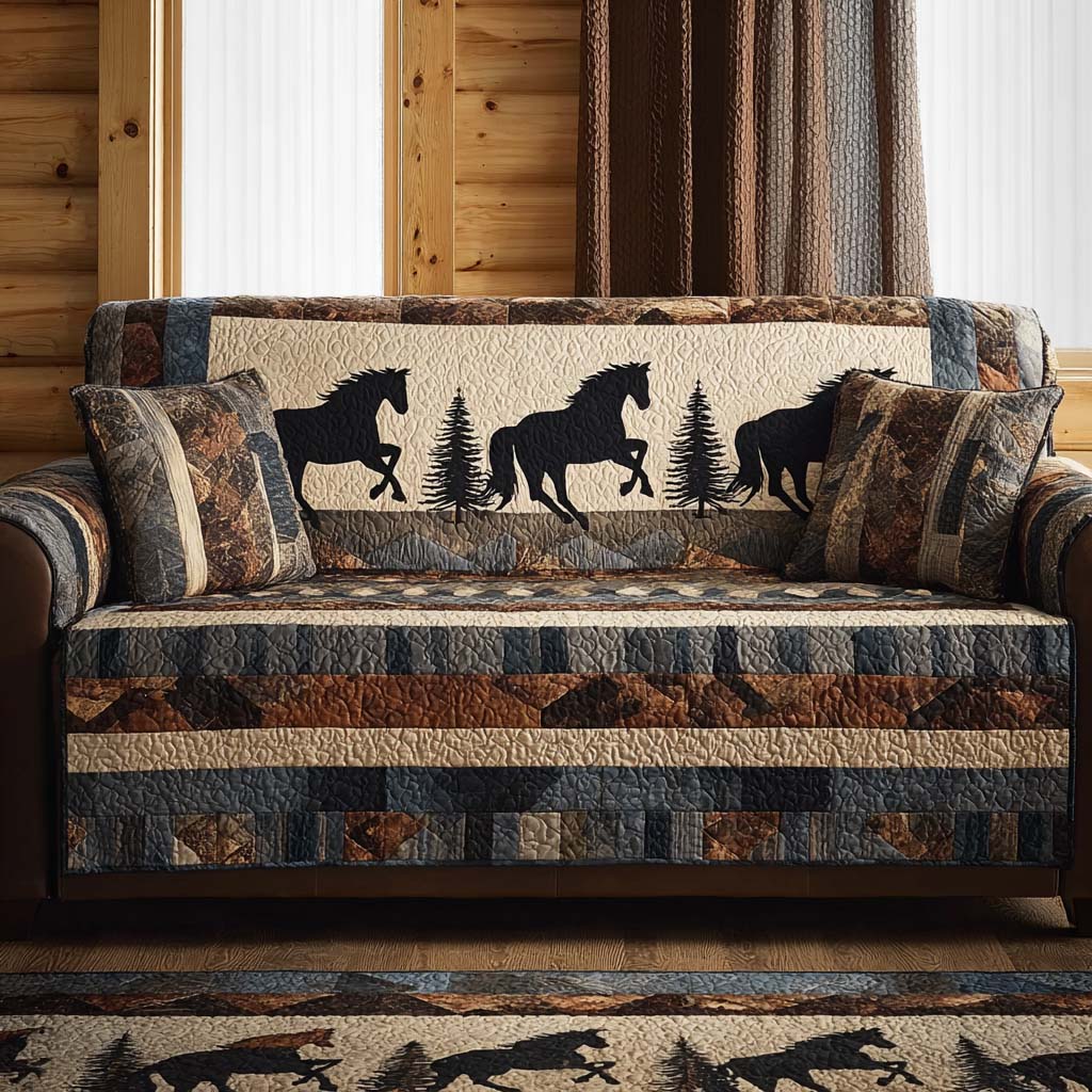 Emerald - Quilted Sofa Cover in Vintage Style