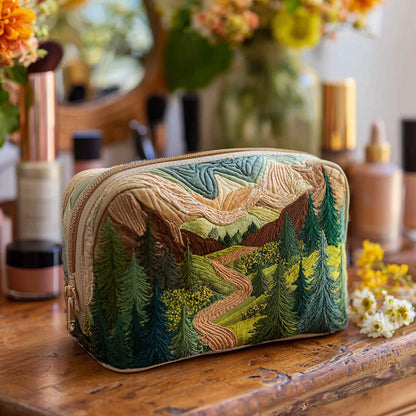 Katrien - Quilted Toiletry Bag - Emerald Green