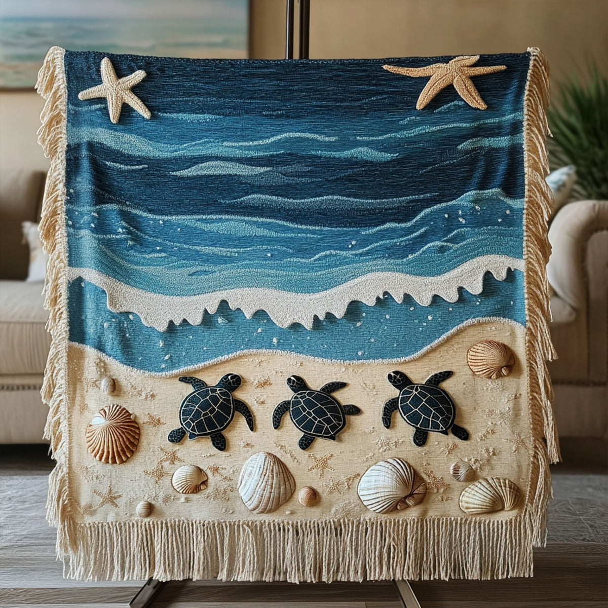 Emmaline - Quilted Blanket Waves and Shells